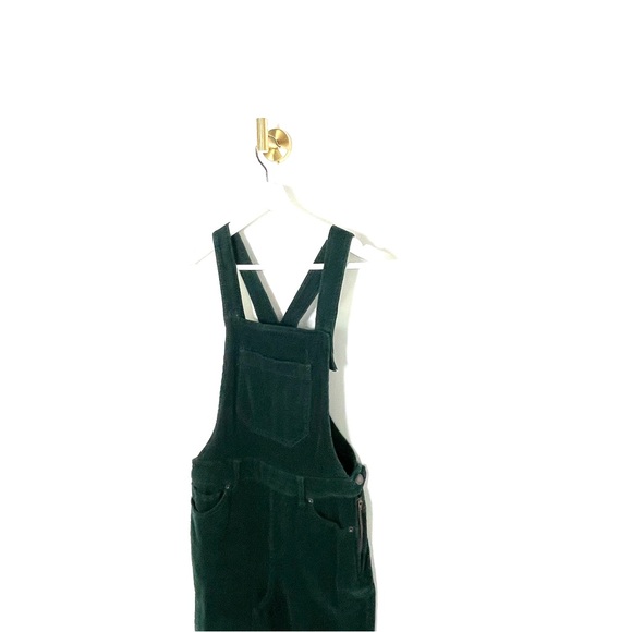 Cabincore | Forest Green Corduroy Overalls Gold Side Zipper | Forever 21 Utility - Picture 6 of 13